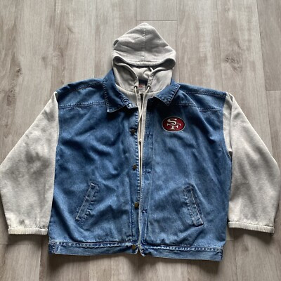 Locker Line Vintage 1993 San Francisco 49ers Niners Denim Hoodie Jacket Size XL  | eBay | eBay US