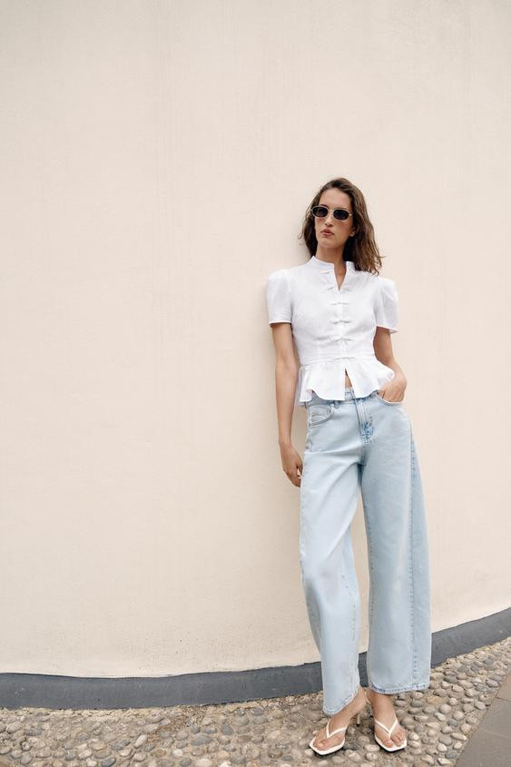 FROG FASTENING PEPLUM SHIRT | Zara US
