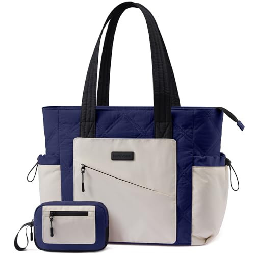 LOVEVOOK Tote Bag for Women, Puffer Bag and Work Bags with Zipper for Travel, Daily, Quilted Nurse Shoulder, 2pcs | Amazon (US)