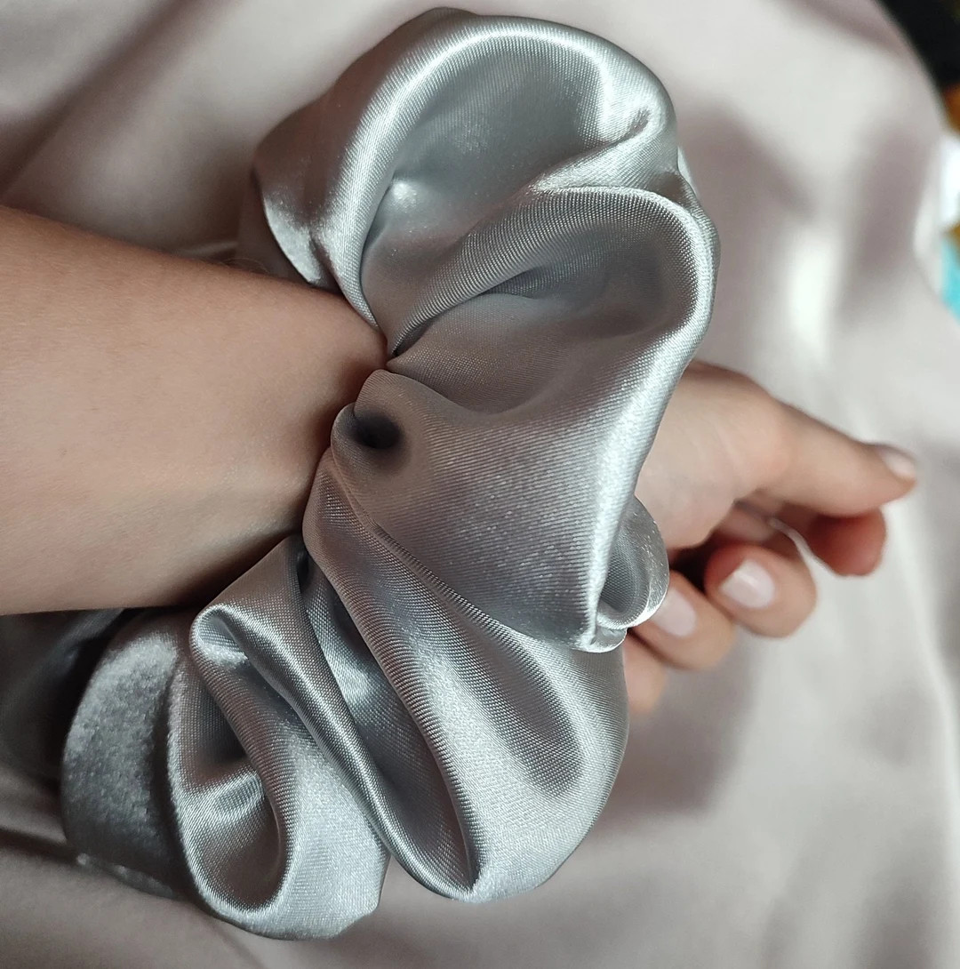 Light Grey,silver Scrunchie Satin Scrunchie-soft Satin Scrunchie-hair Tie, Scrunchie, Gift for He... | Etsy (UK)