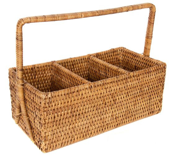 Tava Handwoven Rattan Rectangular Flatware Caddy | Pottery Barn (US)