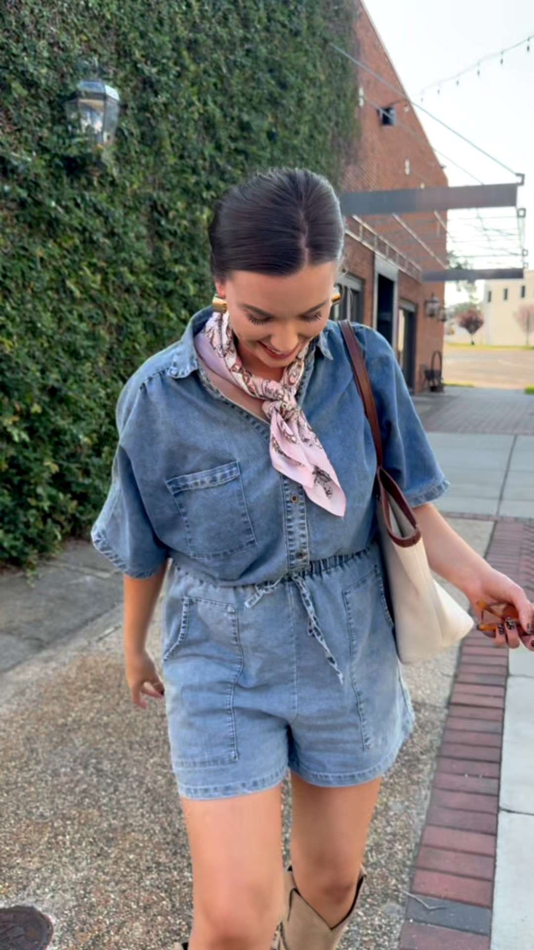 Denim on denim 👏🏼 With this adorable silk scarf, my new Target tote bag for fall and my new favorite gold earrings! 

#LTKFindsUnder50 #LTKStyleTip #LTKFamily