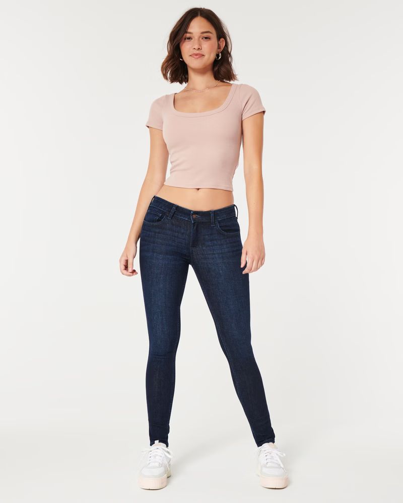 Women's Curvy Low-Rise Dark Wash Super Skinny Jeans | Women's Bottoms | HollisterCo.com | Hollister (US)