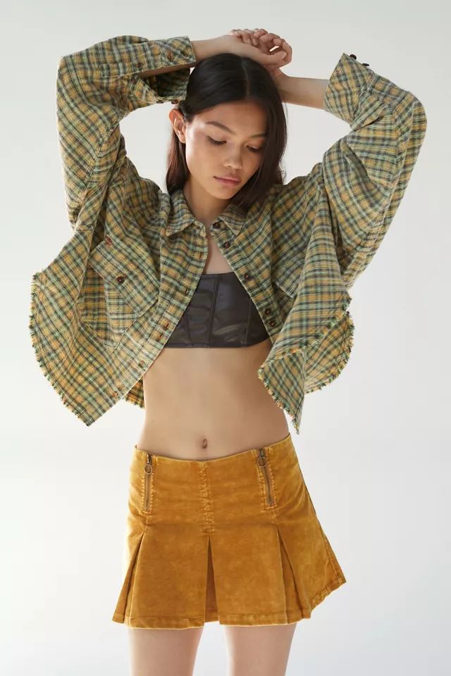 BDG Joey Flannel Cropped Button-Down Top | Urban Outfitters (US and RoW)