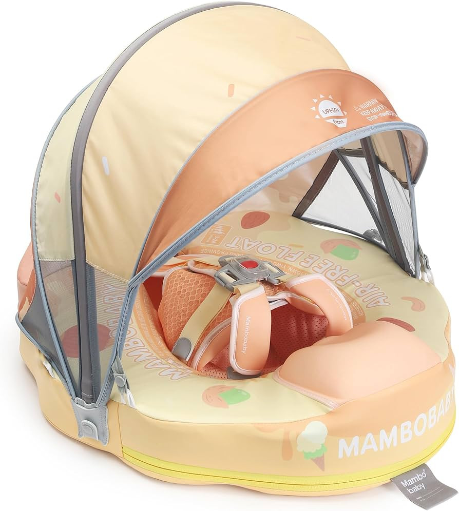 Mambobaby Float Add Tail Newest Baby/Infant Swim Float with Canopy, Non-Inflatable Solid Upgrade ... | Amazon (US)
