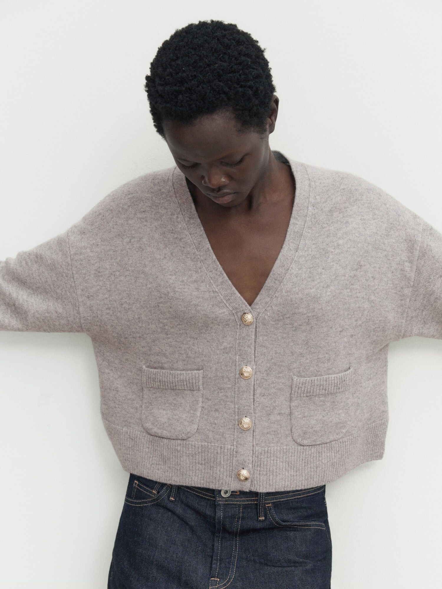 Wool and cashmere blend knit cardigan | Massimo Dutti (US)