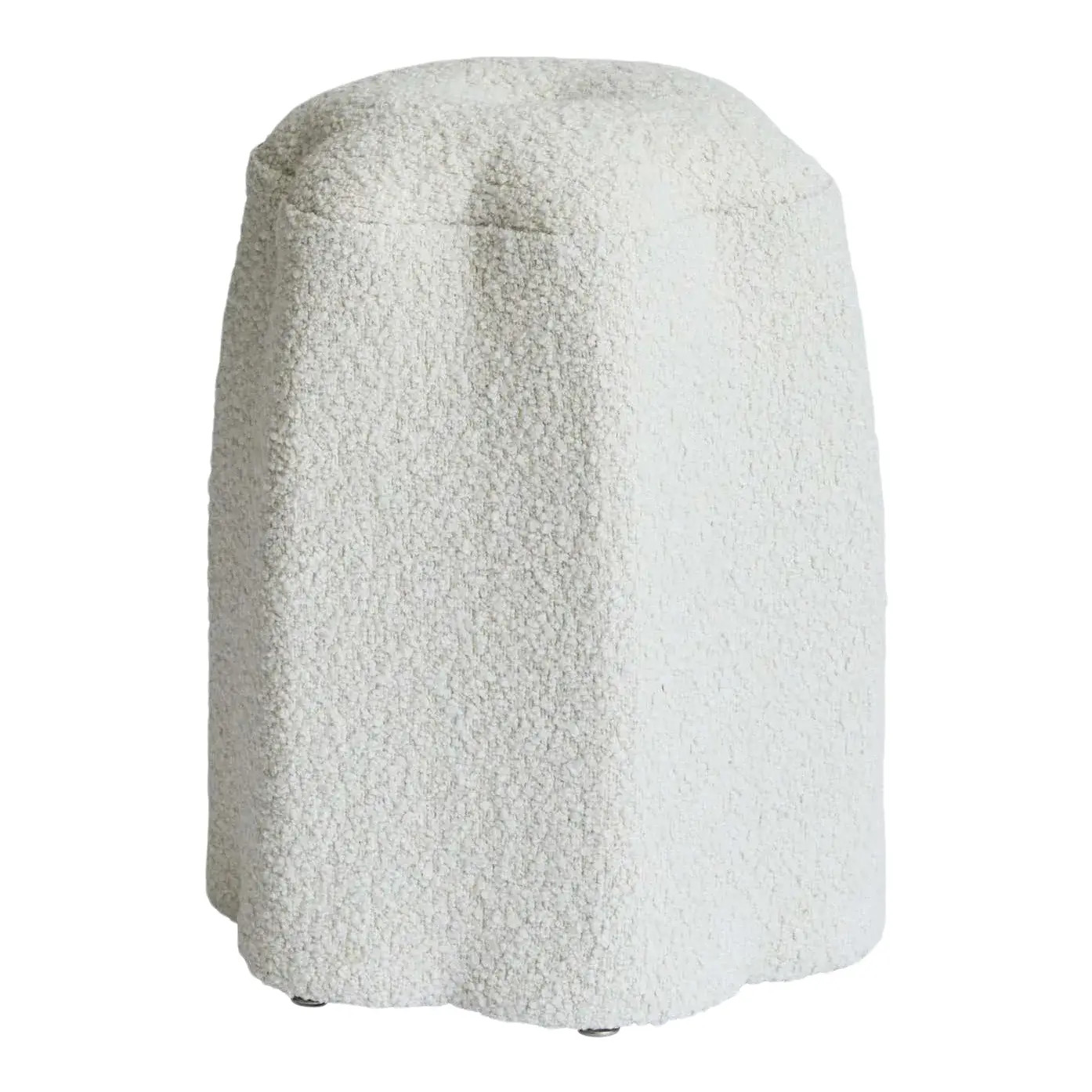 Christian Siriano Lily Stool in Ivory Bouclé | Chairish