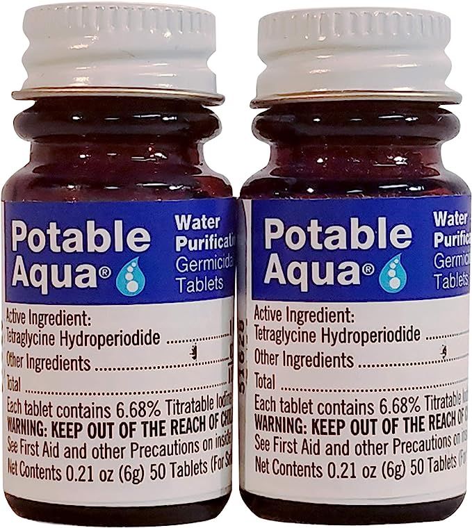 Potable Aqua Germicidal Water Purification Tablets - 50 Count Twin Pack | Amazon (US)