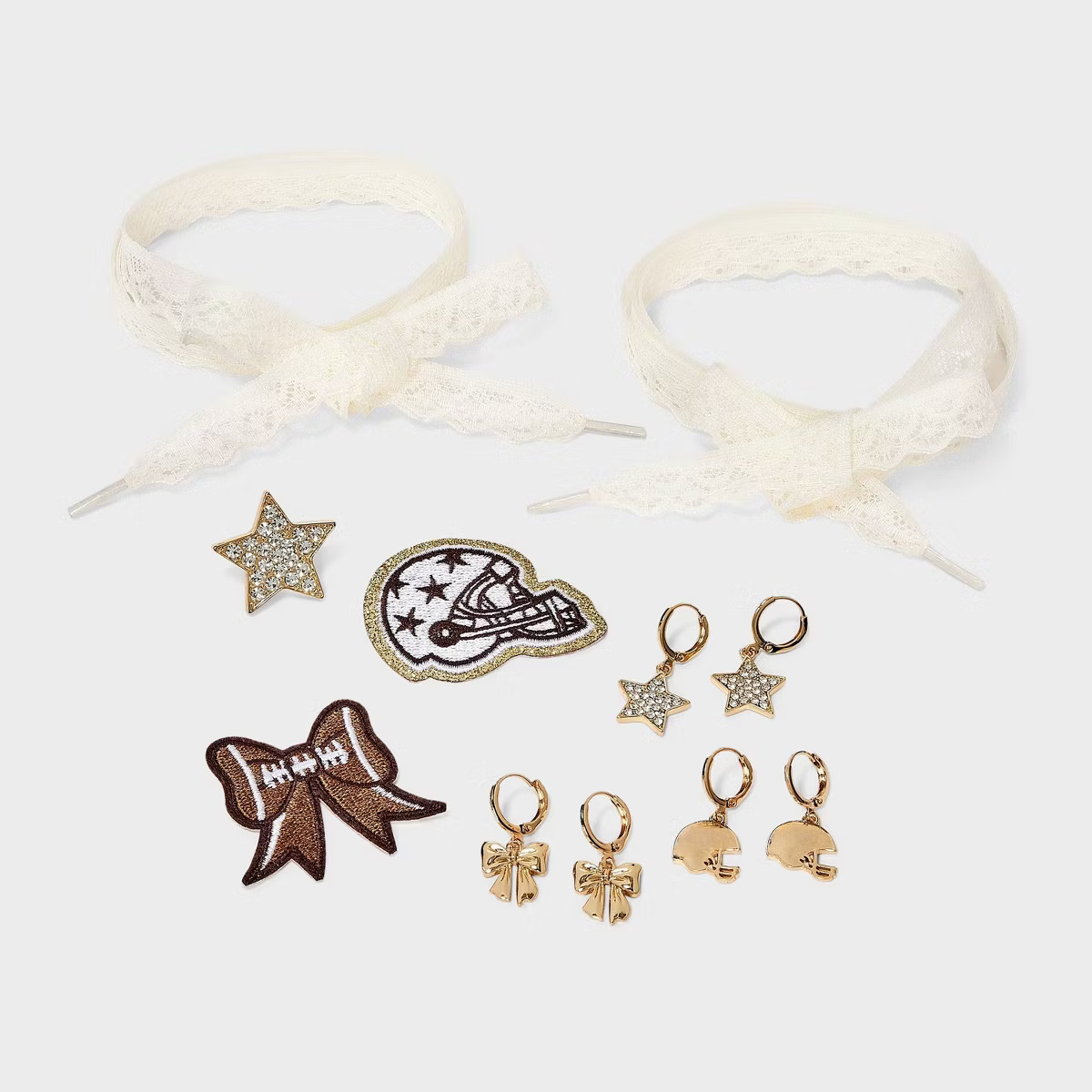 Game Day Football Helmet and Bow Patch Shoe Charm Set - Wild Fable™ Gold | Target