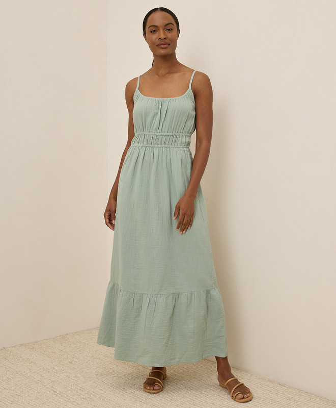 Women’s Coastal Double Gauze Cami Maxi Dress made with Organic Cotton | Pact | Pact Apparel