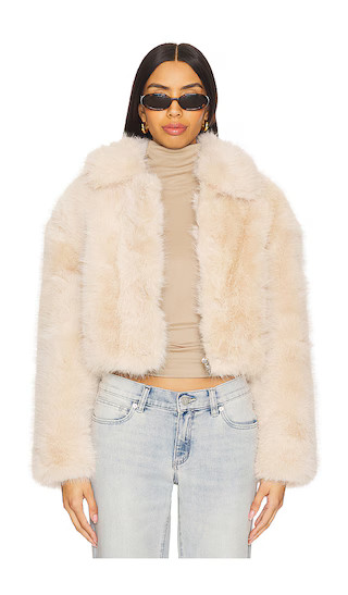 BLANKNYC Crop Faux Fur Jacket in Cream. - size S | Revolve Clothing (Global)