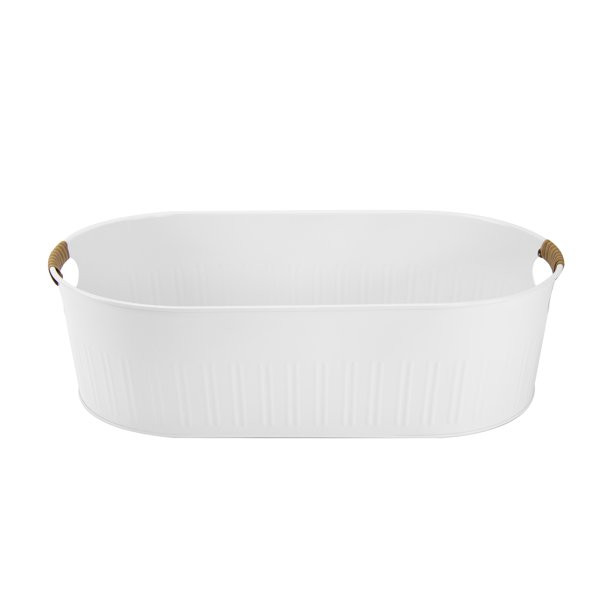 Better Homes & Gardens Medium White Galvanized Oval Tub, 20.27 IN L x 11.22 IN W | Walmart (US)