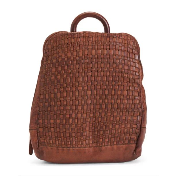 VILENCA HOLLAND Genuine Leather Woven Backpack Cognac  Made in Italy | Walmart (US)