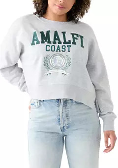 Oak & Trellis Women's Relaxed Fit Long Sleeve Amalfi Coast Graphic Sweatshirt | Belk