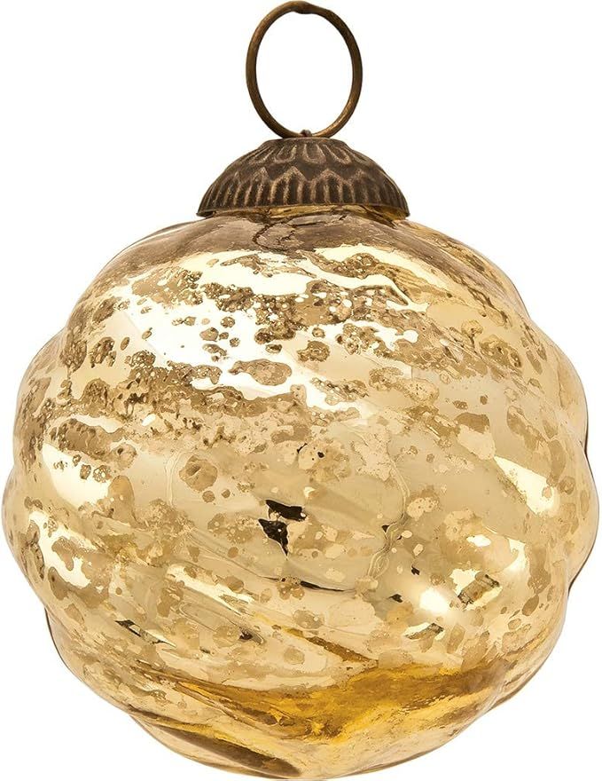 Luna Bazaar Large Mercury Glass Ball Ornament (3-Inch, Gold, Swirl Motif, Solene Design, Single) ... | Amazon (US)