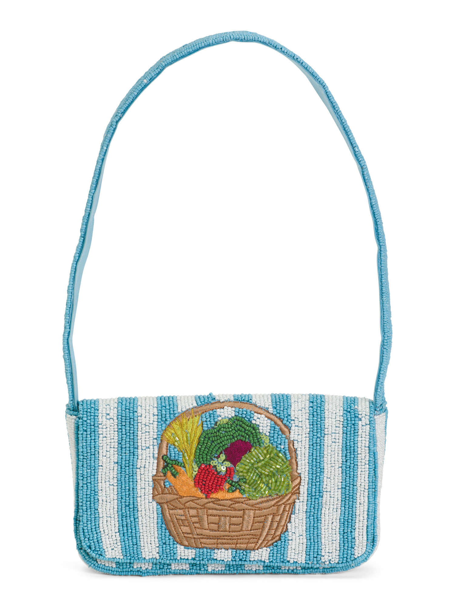 Beaded Farmers Basket Flap Shoulder Bag | TJ Maxx