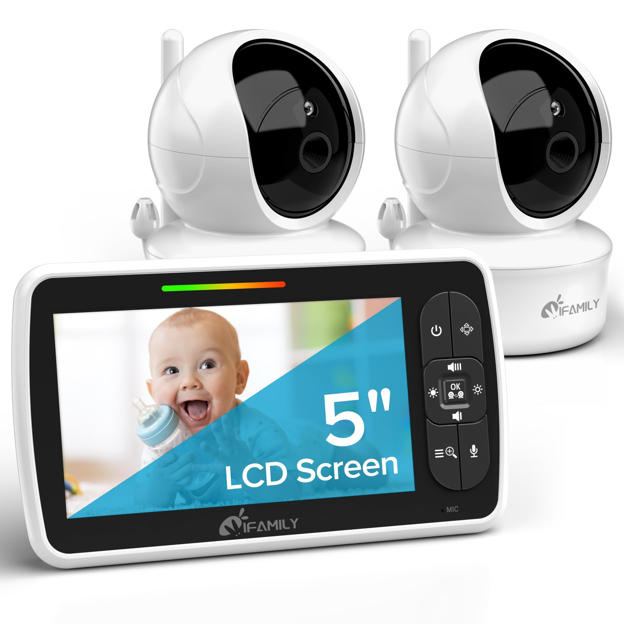 iFamily Baby Monitor - Large 5" Screen with 30Hrs Battery Life - Remote Pan-Tilt-Zoom;No WiFi, Tw... | Amazon (US)
