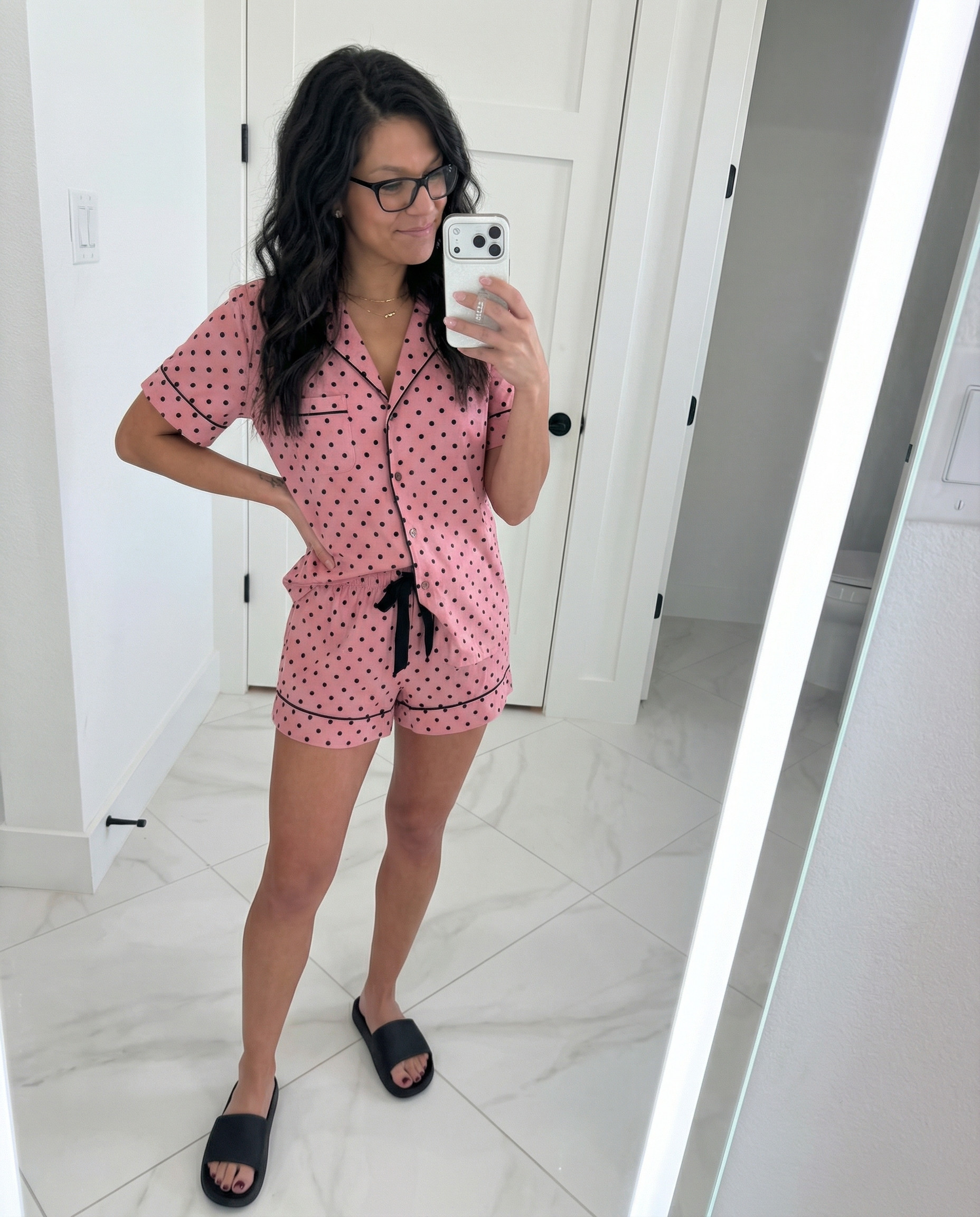 Your new favorite loungewear just dropped on my LTK 🩷 This pink polka dot pajama set is SO cute and actually comfortable enough to wear all day. The black piping detail makes it feel a little elevated — cozy but make it cute. Linked it all! 

 #LTKmomlife #LTKPetite #LTKBeauty