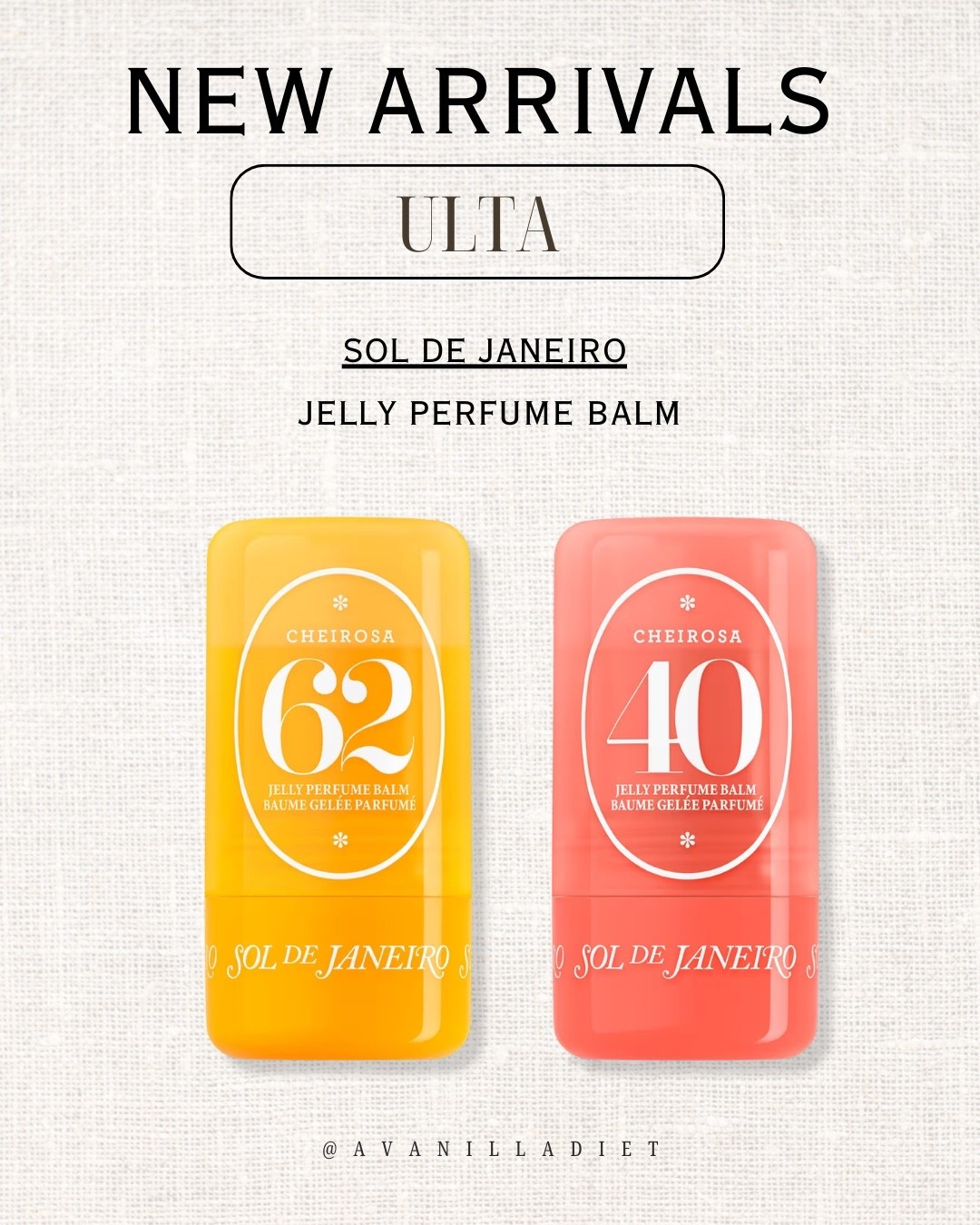 💄 New arrivals: Ulta 💄

SOL de janeiro jelly perfume ✨

#ultabeauty #ultafinds #beautynewarrivals #viralbeauty #ltkbeauty #makeupmusthaves

#LTKmorningroutine #LTKBeauty #LTKselfcare