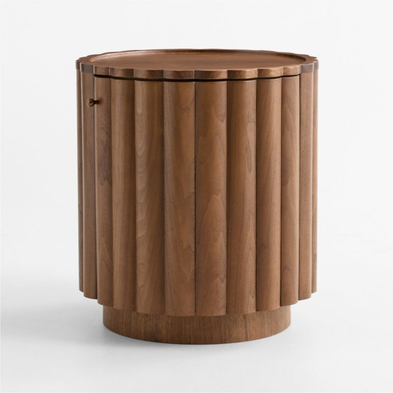 Set Point Walnut Wood Storage 20" End Table by Venus Williams | Crate & Barrel