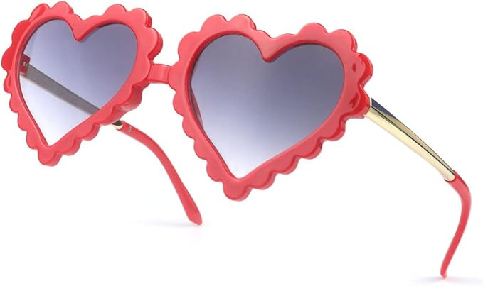 Girls Heart Sunglasses for Toddler Party Beach, UV 400 Protection Heart Flower Glasses Age 2-7 | Amazon (US)