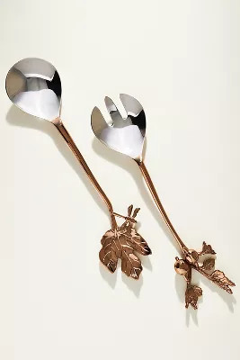 Foliage Bronze Stainless Steel Brass, Set of 2, Serving Set | Anthropologie (US)