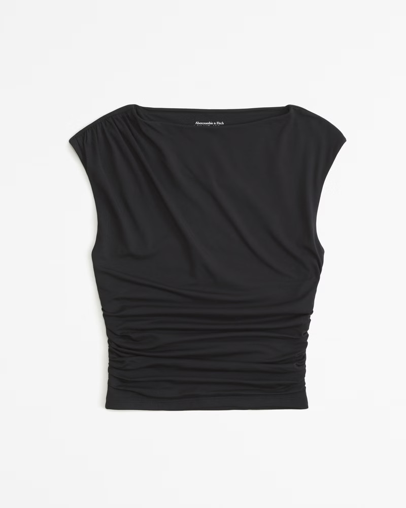 Short-Sleeve Draped Slash Top | Abercrombie & Fitch (US)