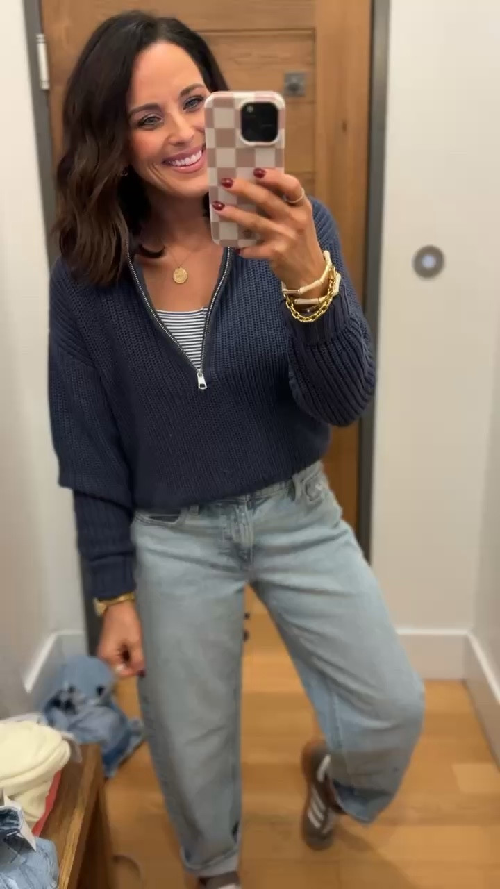 Y’all this knit pullover is so cozy & the perfect layering sweater for the season! I love the navy paired with this striped tank underneath for lunch dates, running errands, & a casual work look! VintagePickin American Eagle winter fashion layering pieces elevated basics casual outfit inspo denim outfit knit sweater

#LTKmomlife #LTKootd #LTKgrwm