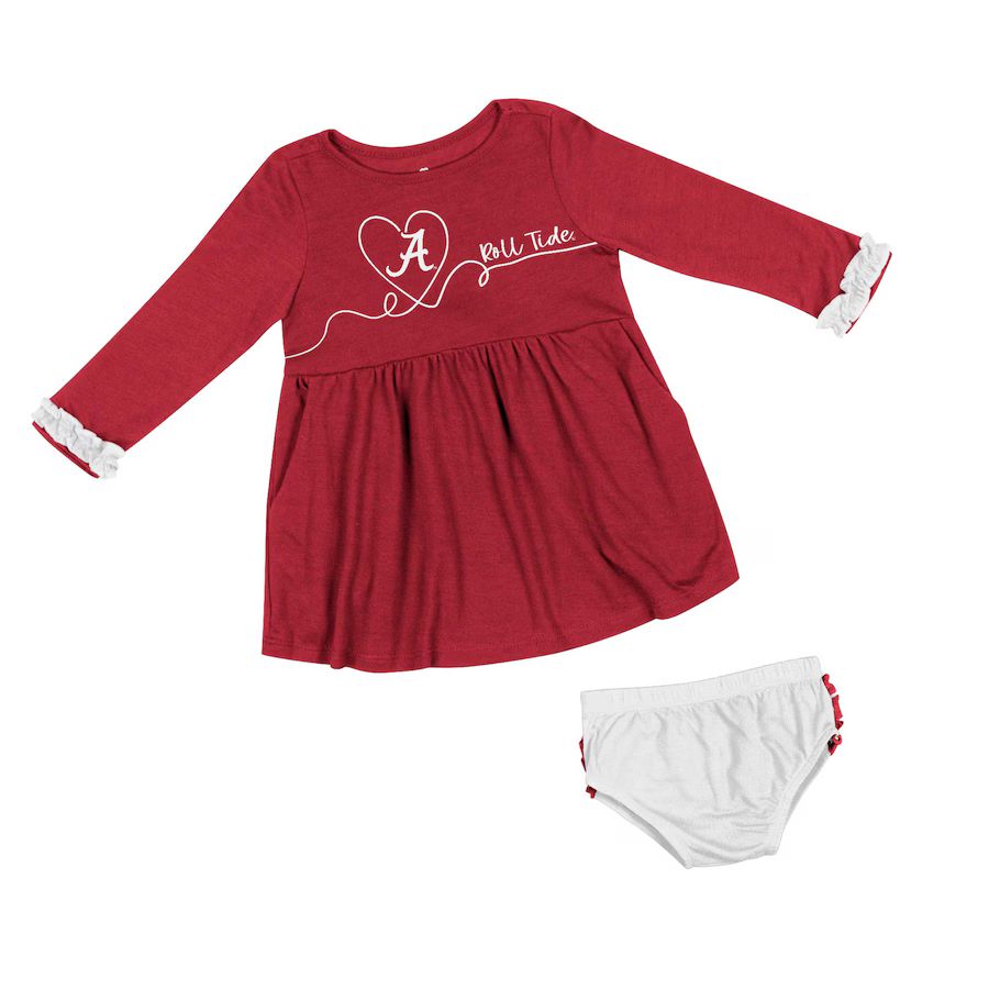 Alabama Crimson Tide Colosseum Girls Infant Miss Mullins Long Sleeve Dress & Bloomers Set - Crims... | Fanatics