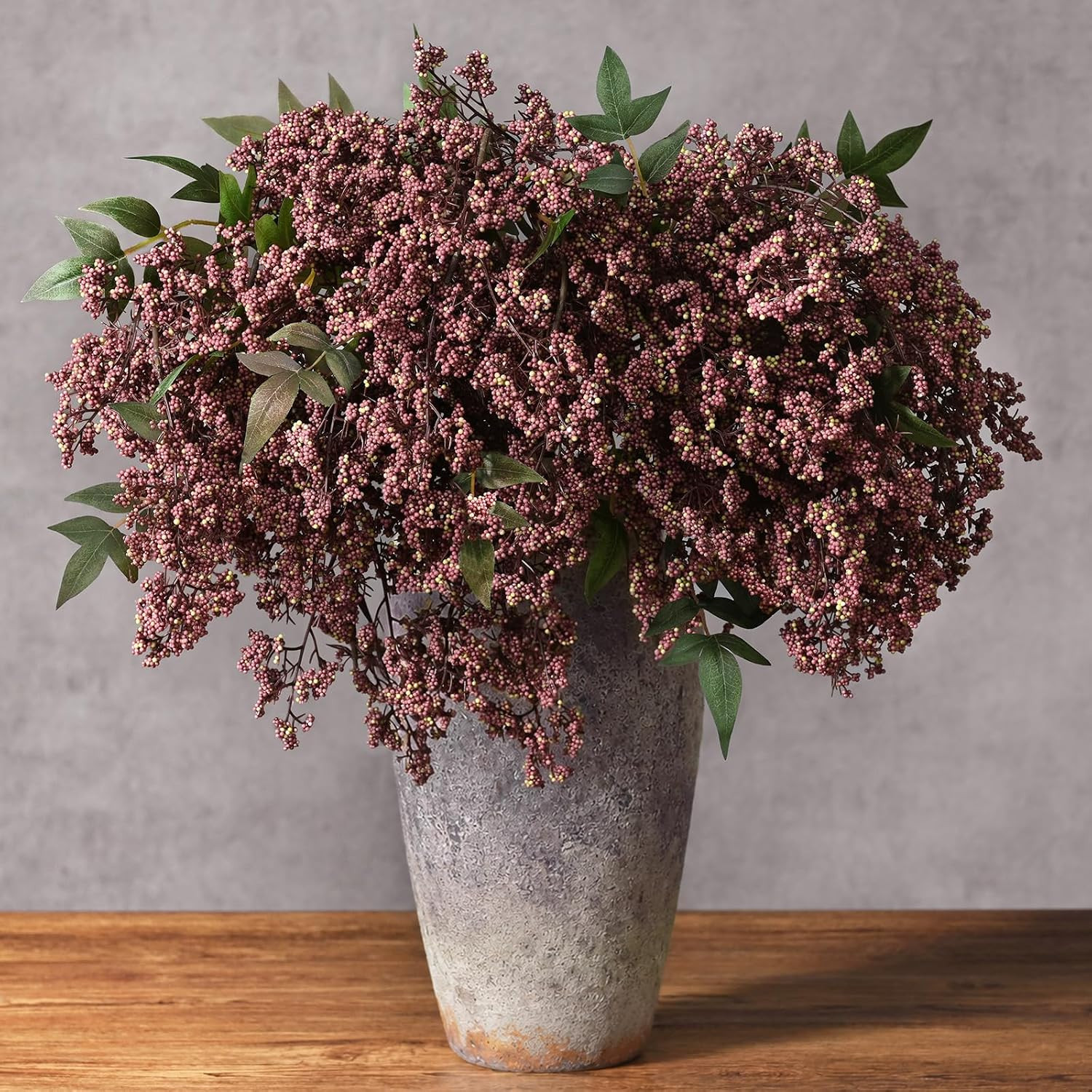 3Pcs 43In Faux Berry Stems, Artificial Nandina Fall Decor, Dusty Plum | Amazon (US)