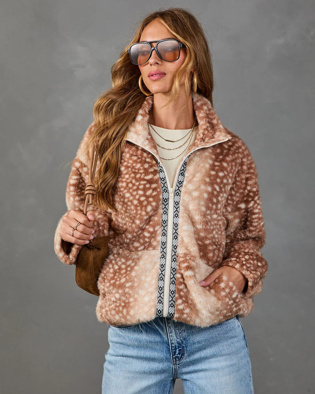 Meadow Mingle Faux Fur Doe Print Jacket | VICI