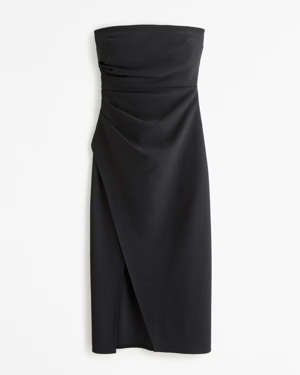 Strapless Crepe Midi Dress | Abercrombie & Fitch (US)