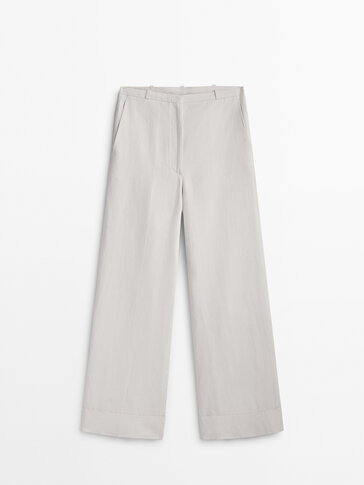 100% linen waxed trousers - Massimo Dutti | Massimo Dutti US