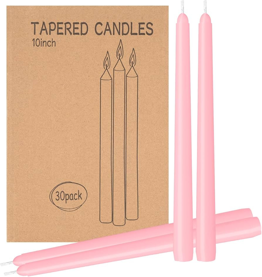 30 Pack Pink Taper Candles - Taper Candles 10 Inch Dripless, Smokeless & Unscented - 8 Hours Long... | Amazon (US)