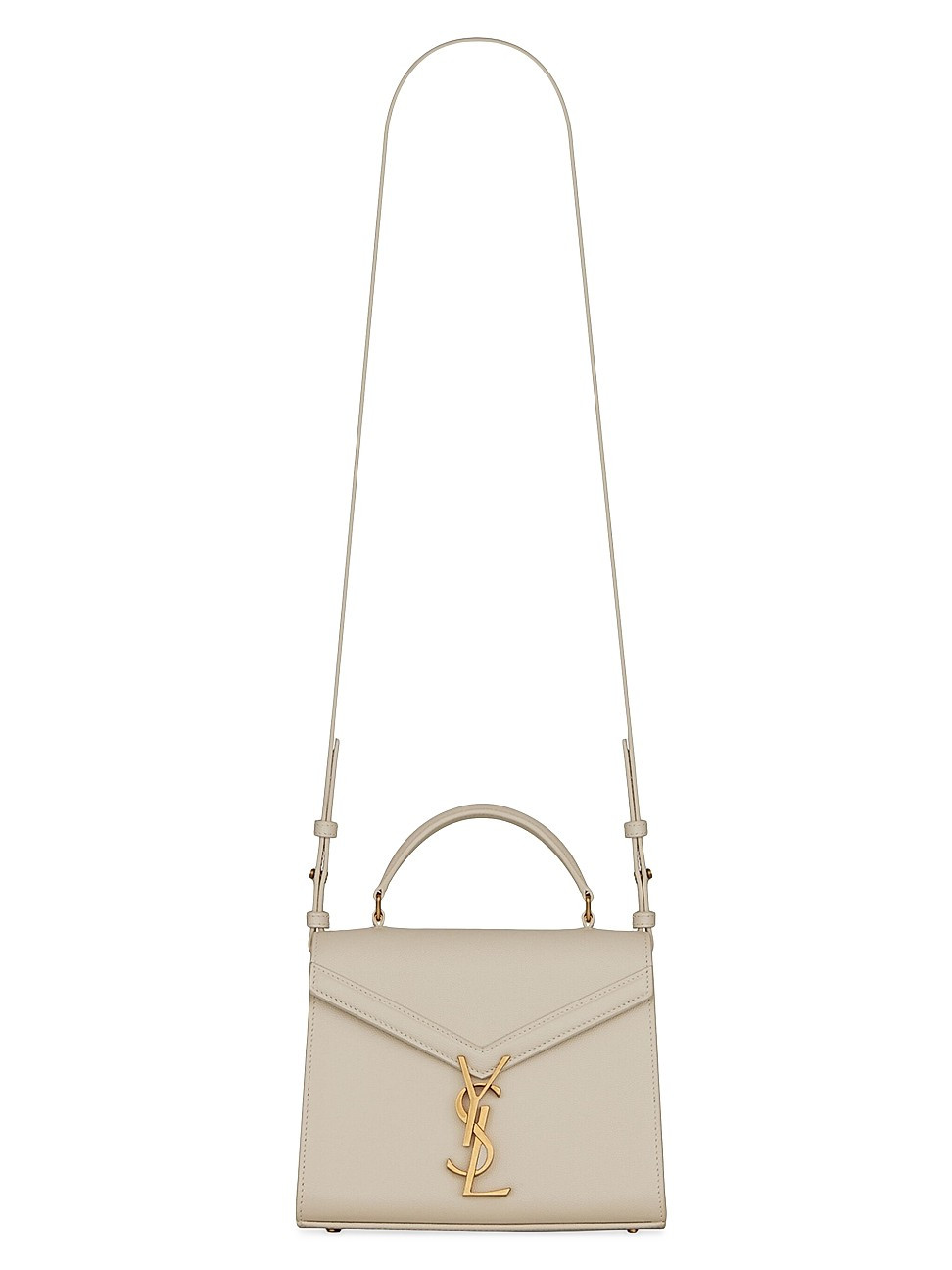 Women's Cassandra Mini Top Handle Bag in Grain De Poudre Embossed Leather - Crema Soft | Saks Fifth Avenue