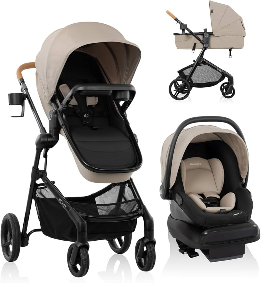 Evenflo Pivot NXT Travel System with LiteMax NXT Infant Car Seat (Latte Tan) | Amazon (US)