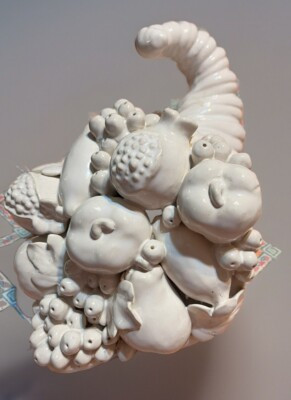 Beautiful Vintage White Glazed Ceramic Fruit Cornucopia Centerpiece  | eBay | eBay US