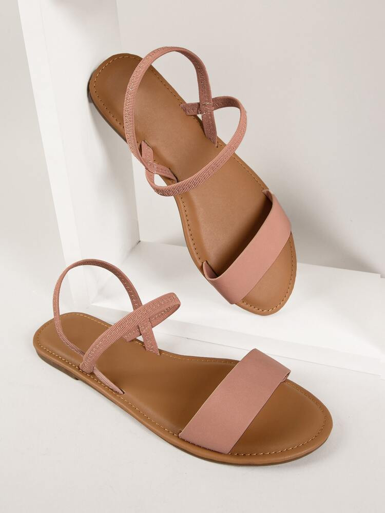 Faux Leather Buckled Slingback Sandals | SHEIN