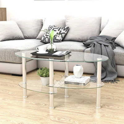 Transparent Oval Glass Coffee Table(Only Including Coffee Table,Without Chairs) | Wayfair North America