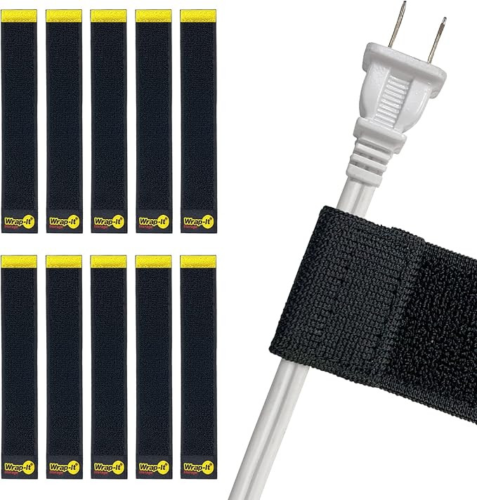 Selfie Straps by Wrap-It Storage, 9-inch (10-Pack), Black - Stretchy Hook and Loop Cord Organizer... | Amazon (US)