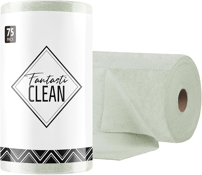 Fantasticlean Microfiber Cleaning Cloth Roll -75 Pack, Tear Away Microfiber Towels, 12" x 12", Re... | Amazon (US)