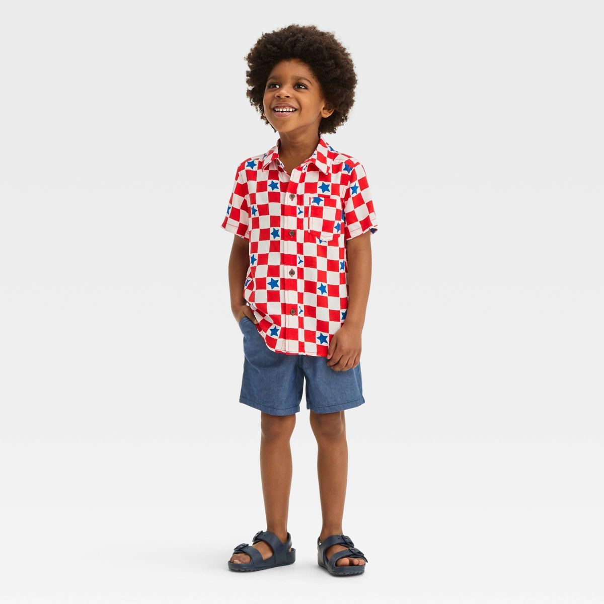 Toddler Boys' Short Sleeve Checkered Challis and Broad Cloth Set - Cat & Jack™ Red | Target