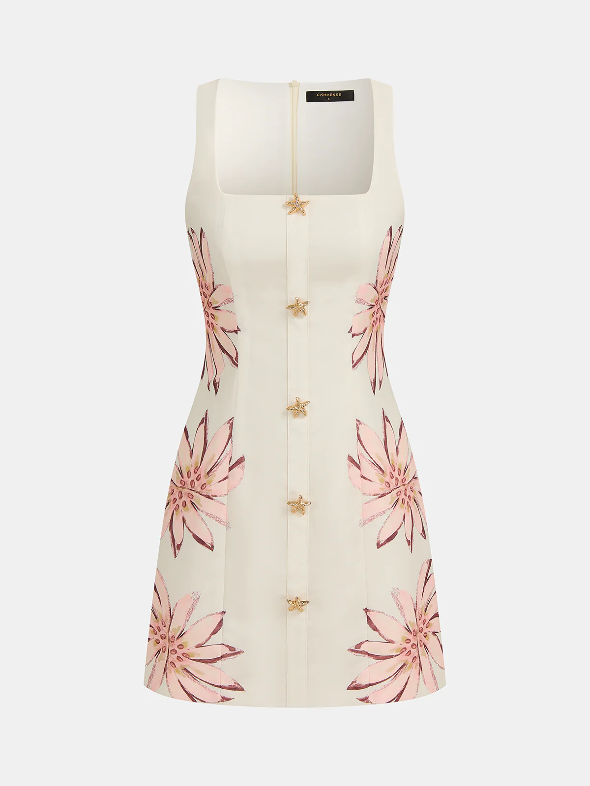 Starfish Detail Floral Print Sleeveless Mini Dress | Commense