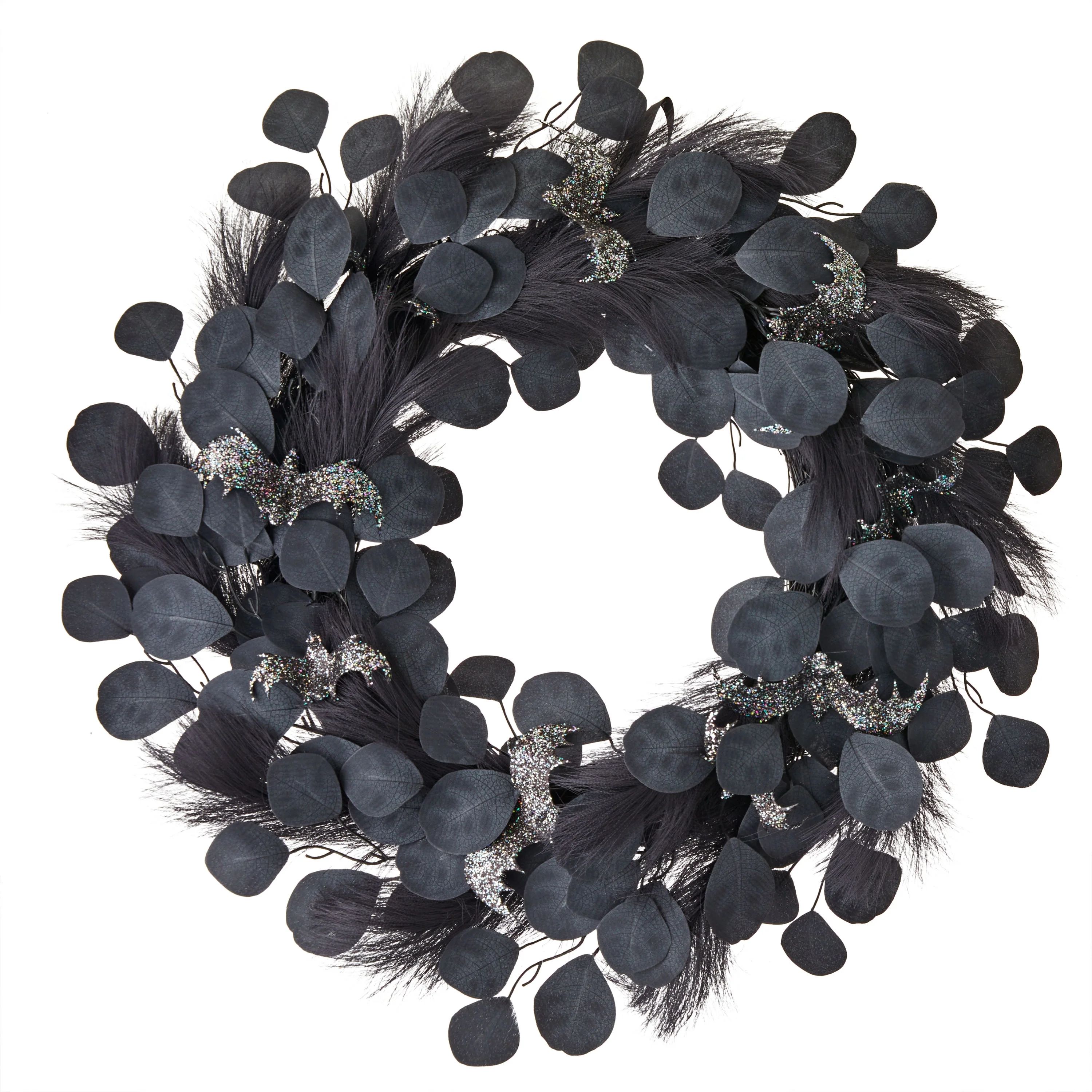 Halloween Black Bat Wreath Wall Décor by Way To Celebrate, 22" D | Walmart (US)