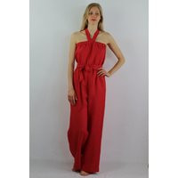 Women Linen Red Jumpsuit/ Size S/ Ready To Ship/ Casual Jumpsuits/ Wide Legged Pants/ Jumpsuit For Women/ Summer Jumpsuit | Etsy (US)