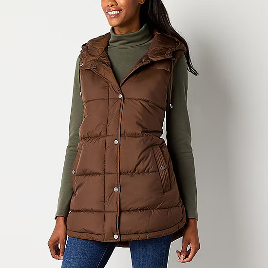St. John's Bay Hooded Womens Puffer Vest | JCPenney