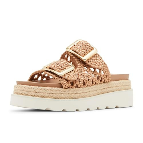 DOEYG Woven Platform Sandals for Women Raffia Flatform Slide Sandals Summer Beach Wedges Comfortable Casual Straw Crochet Espadrille Slides Brown Size 9.5 | Amazon (US)