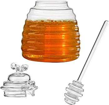 Hedume Honey Jar with Dipper and Lid, Honey Bee Pot, 17oz Glass Beehive Honey Pot for Home Kitche... | Amazon (CA)