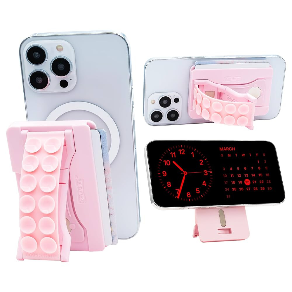 LOVEHANDLE Suction Phone Wallet with Kickstand and Adapter Ring for MagSafe - Magnetic Card Holde... | Amazon (US)