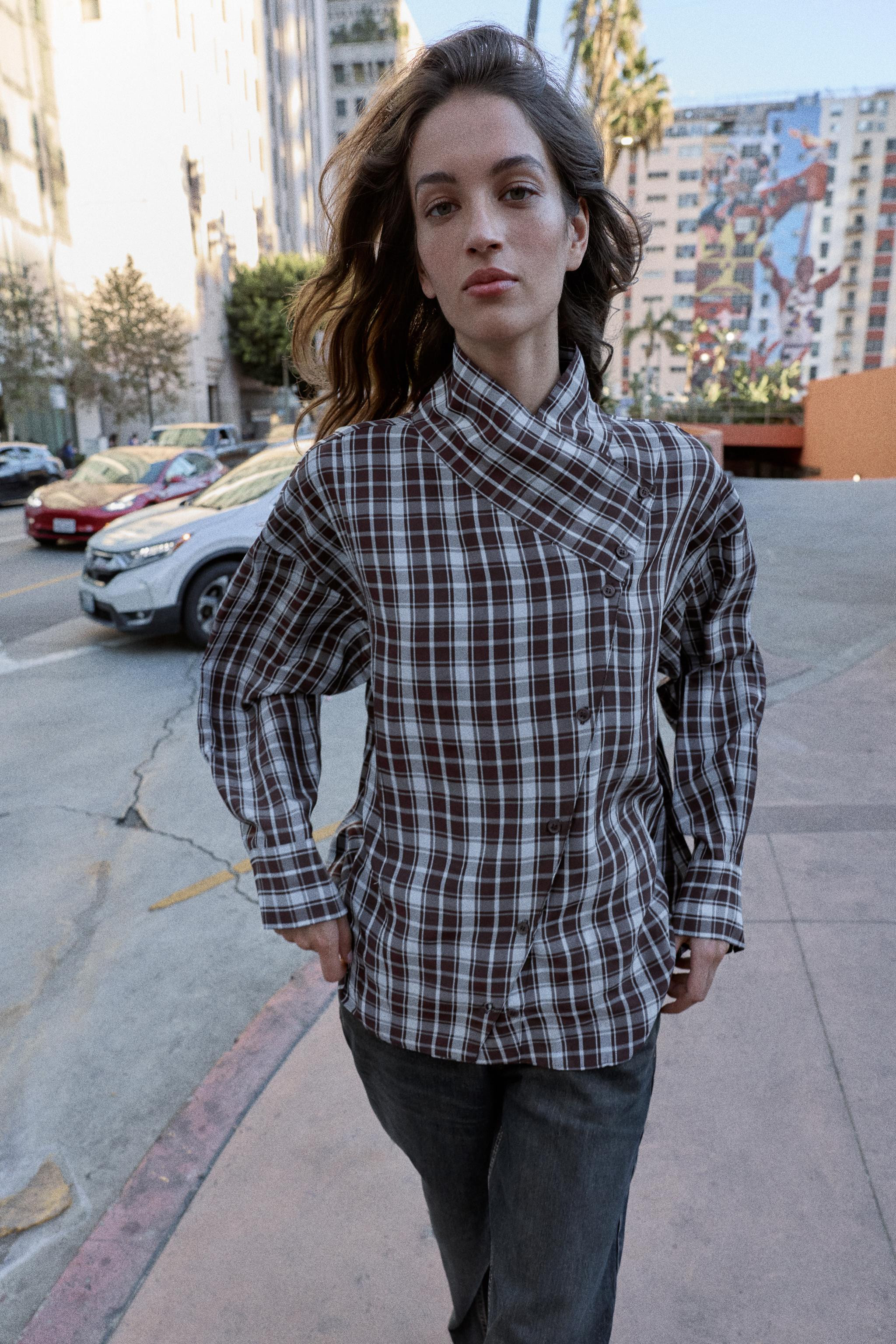 PLAID WRAP SHIRT | Zara US